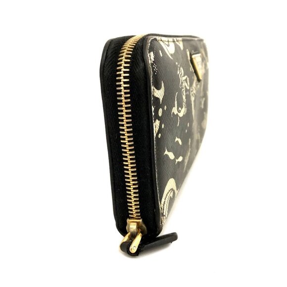 PRADA Logo Plate Mermaid Pattern Saffiano Leather Zippy Long Wallet/6BF0200 - Picture 2 of 8